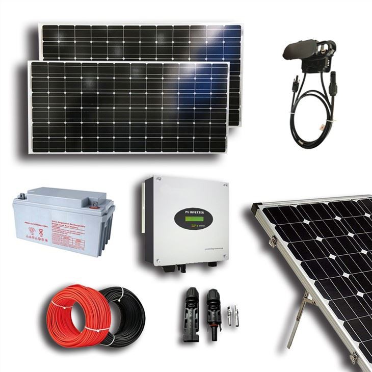 Panel surya dengan baterai dan inverter